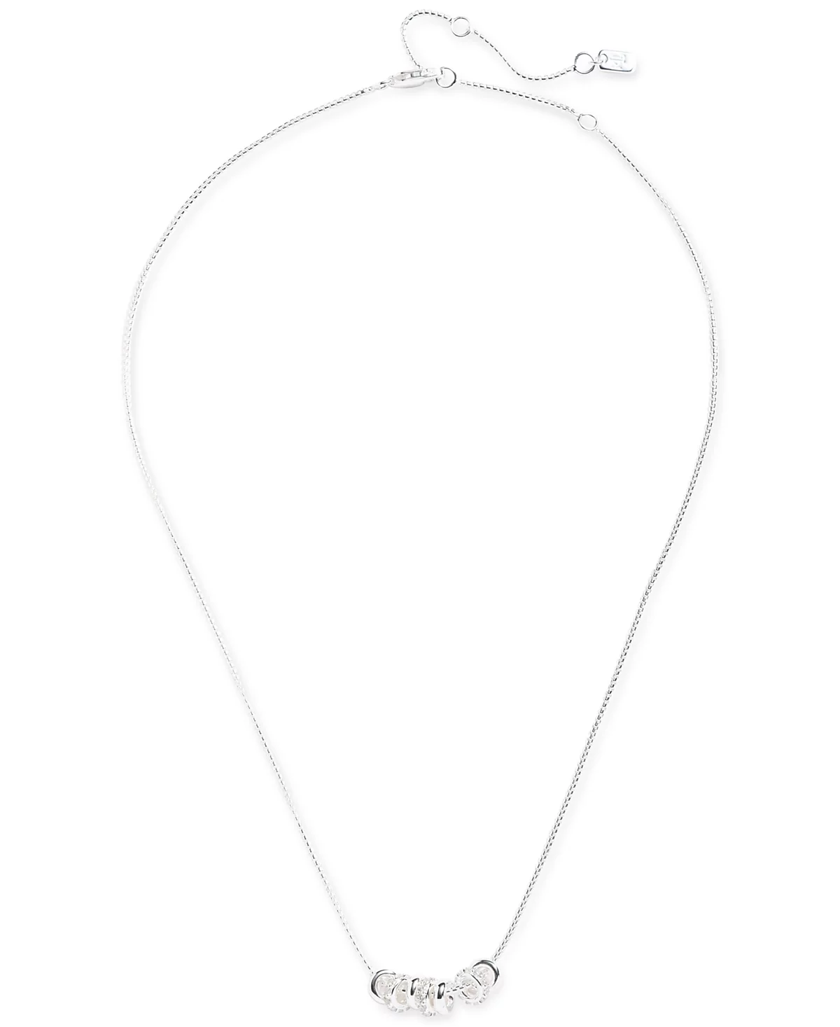 Эффектное ожерелье из бисера Lauren Ralph Lauren Pavé Rondelle из стерлингового серебра, удлинитель 15 дюймов + 3 дюйма