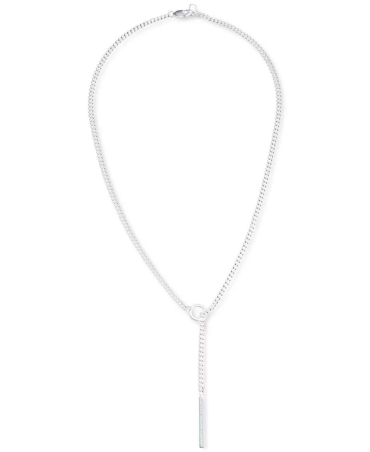 Lauren Ralph Lauren Sterling Silver Logo-Etched Bar Lariat Necklace 15 3 extender 37090₽