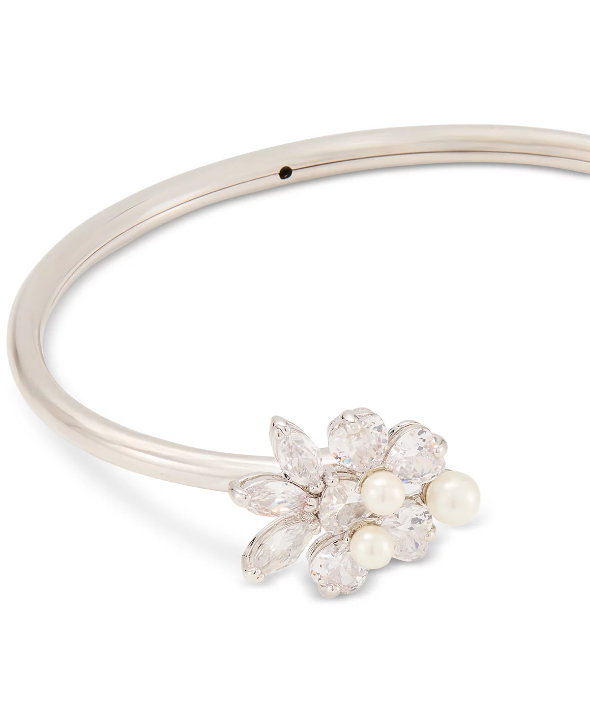 Kate Spade New York Silver-Tone Cubic Zirconia - Imitation Pearl Flower Flex Cuff Bracelet 18690₽