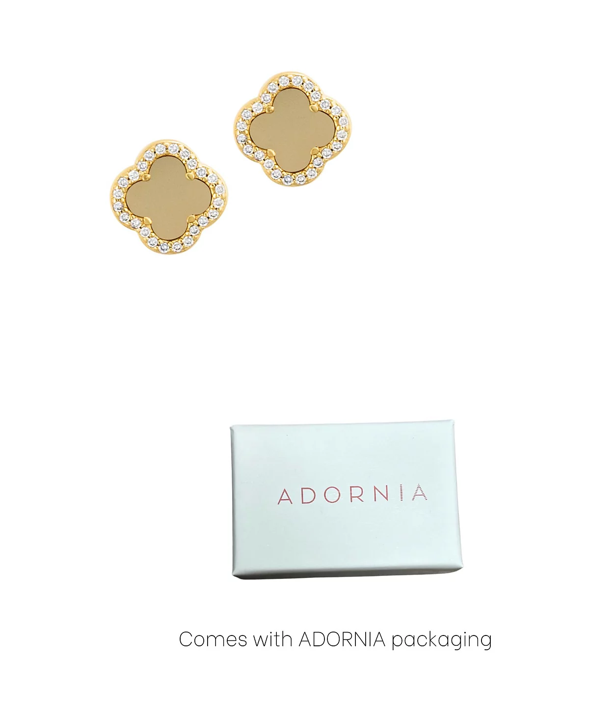 ADORNIA Gold Crystal Halo Matte Center Clover Earrings 5190₽