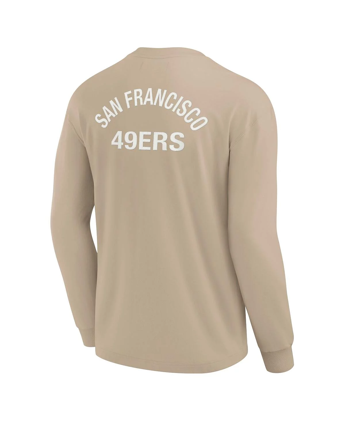 Фирменная мужская и женская футболка Fanatics цвета хаки San Francisco 49ers Elements Super Soft с длинным рукавом 9890₽