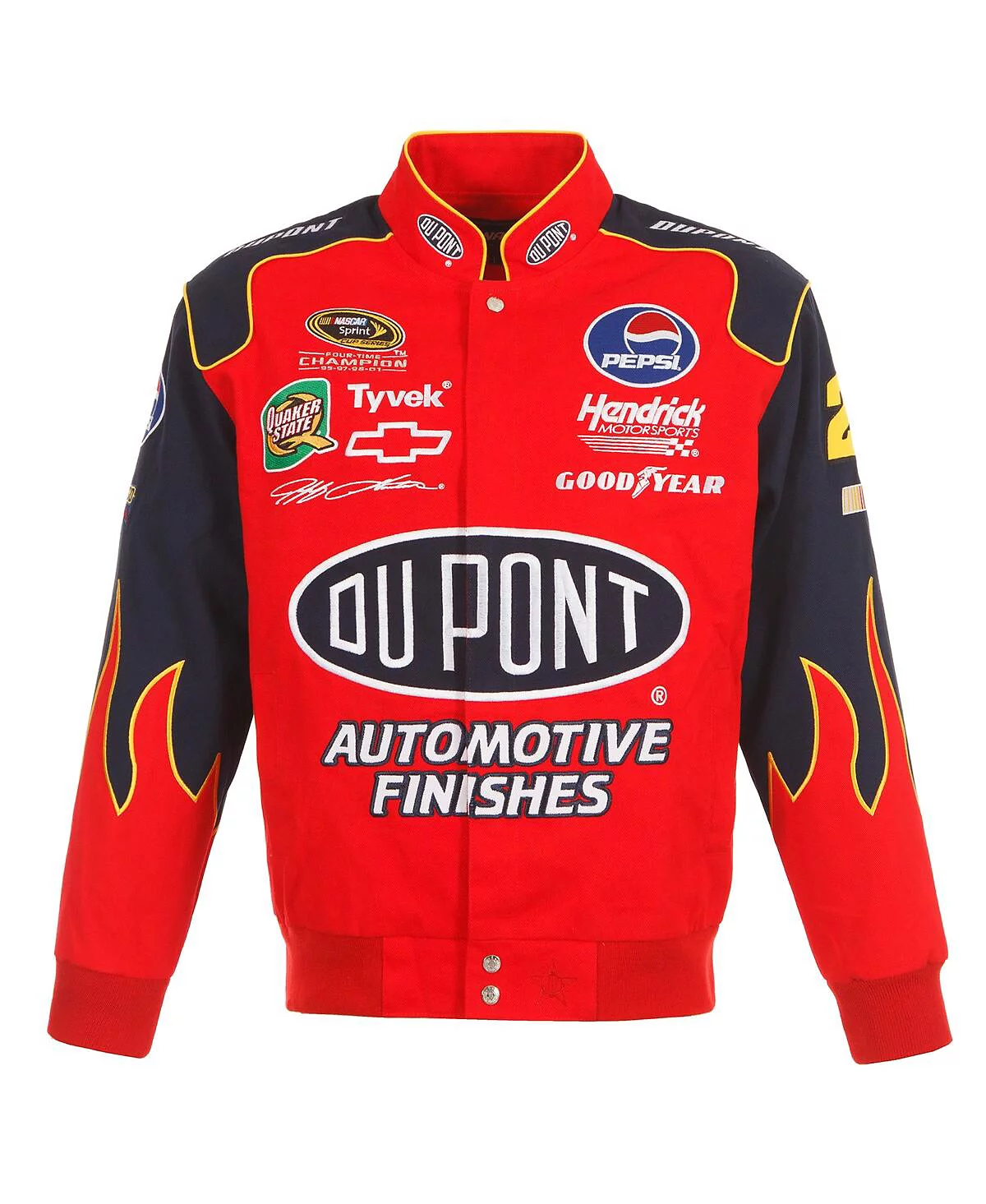 Мужская униформа водителя Jeff Gordon DuPont из саржи красного цвета от JH Design, куртка на молнии