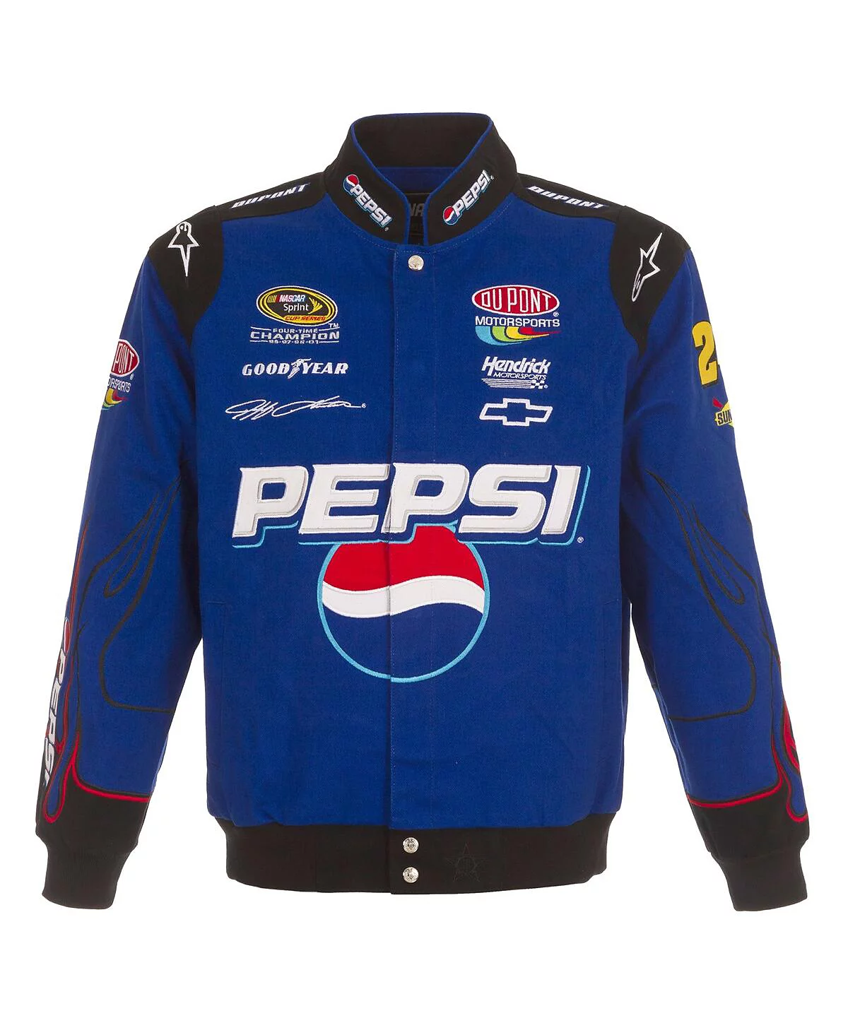 Мужская форменная куртка Royal Jeff Gordon Pepsi от JH Design из саржи с застежкой на пуговицы