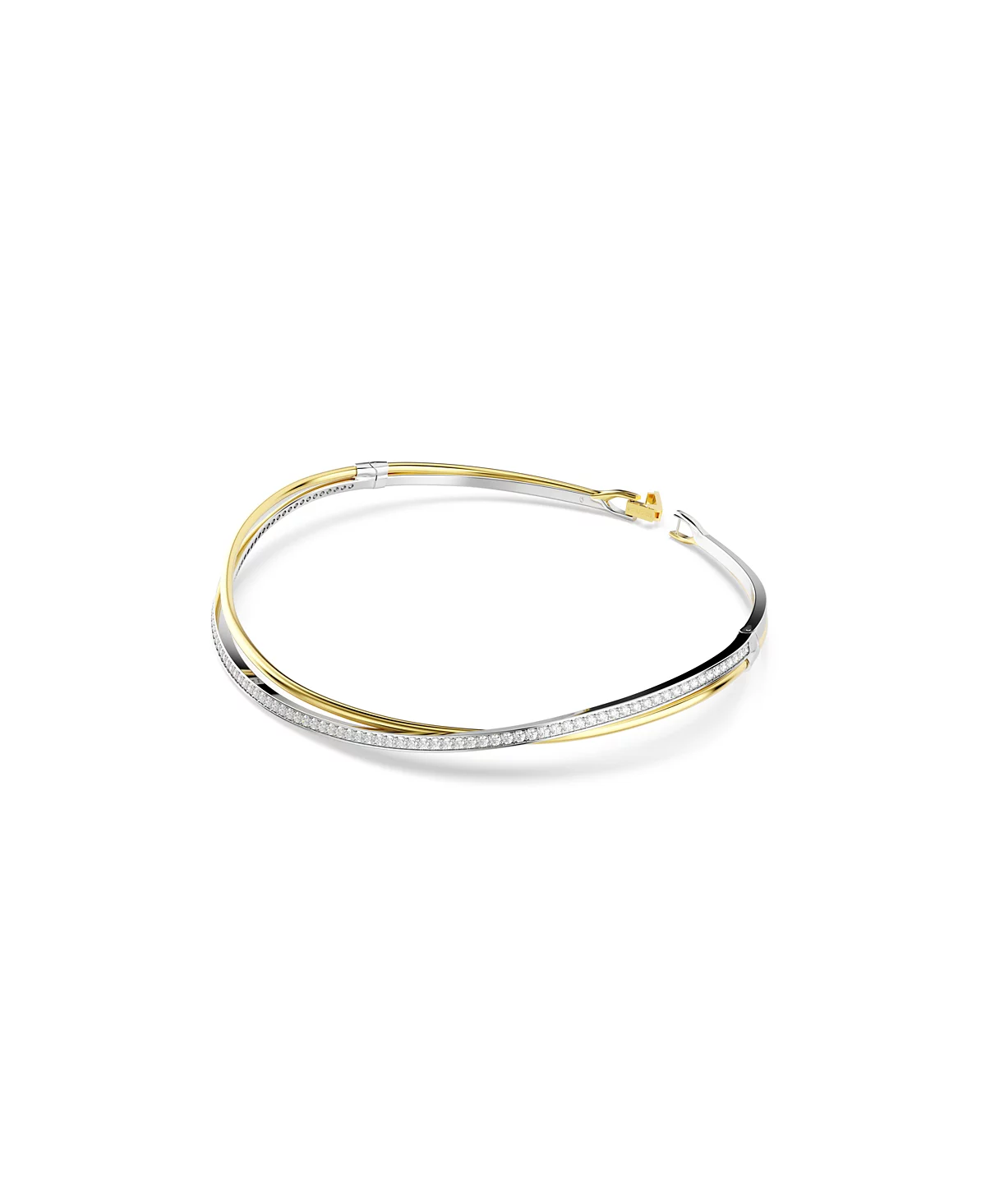 Белое колье Swarovski Hyperbola круглой огранки со смешанной металлической отделкой