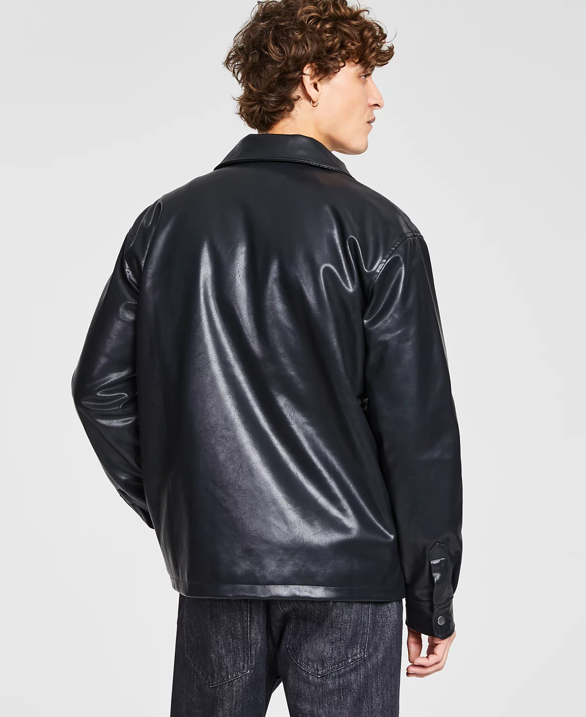 Мужская куртка-рубашка из искусственной кожи Tinsel с застежкой-молнией спереди