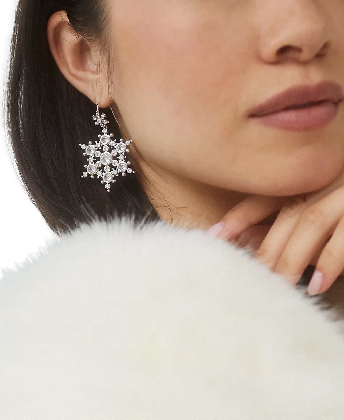AJOA BY NADRI Silver-Tone Cubic Zirconia Snowflake Drop Earrings 14290₽