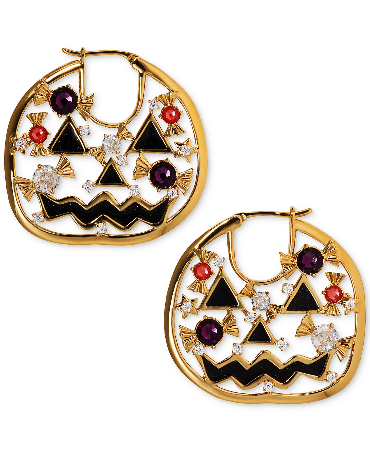 AJOA by Nadri Gold-Tone Multicolor Crystal Jack-O-Lantern Hoop Earrings 14290₽
