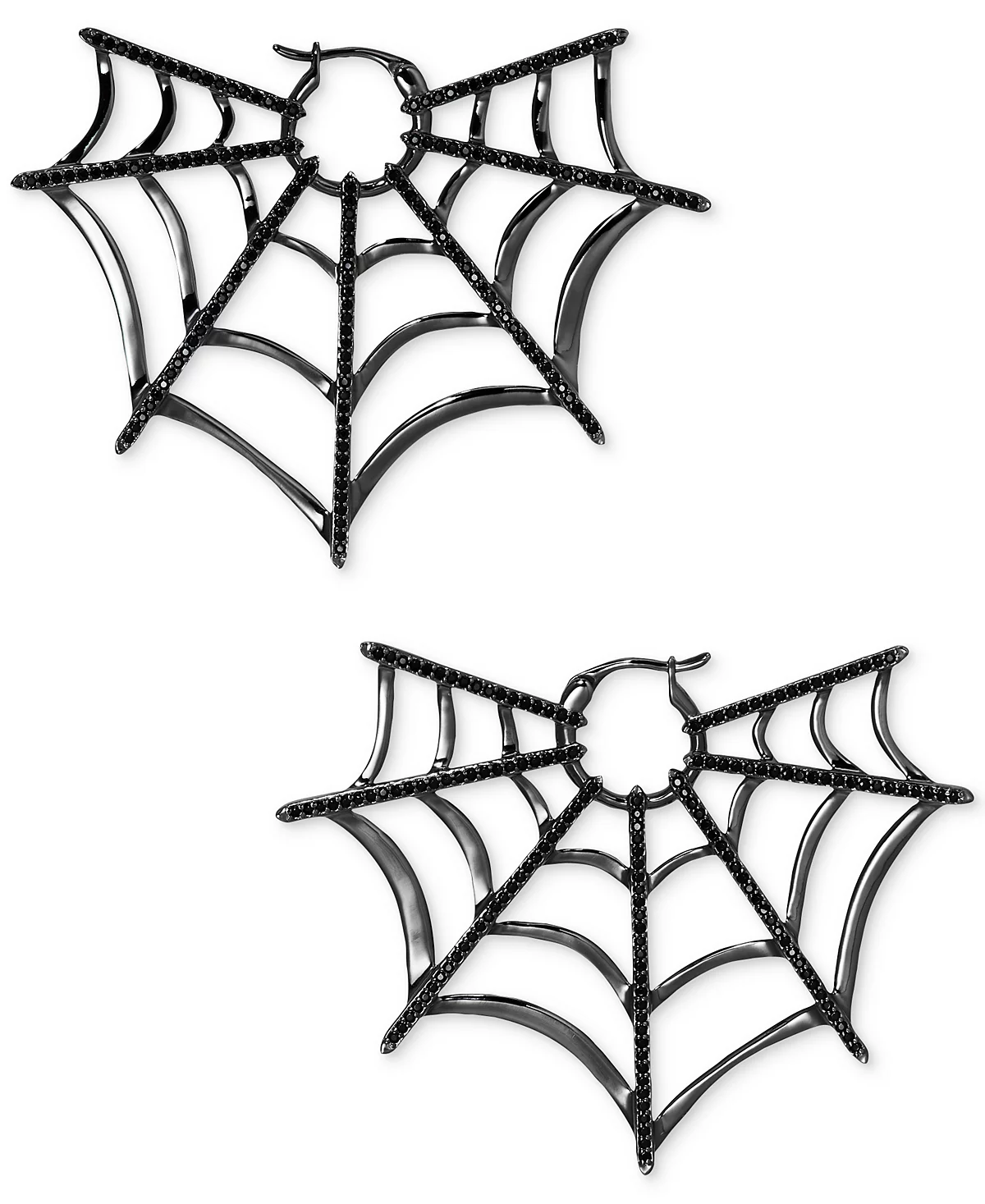 AJOA by Nadri Ruthenium-Plated Jet Pavé Spider Hoop Earrings