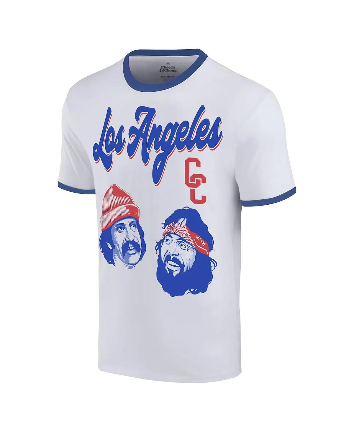 Мужская белая бейсбольная футболка с надписью Cheech Chong Los Angeles Baseball Ringer от Ripple Junction