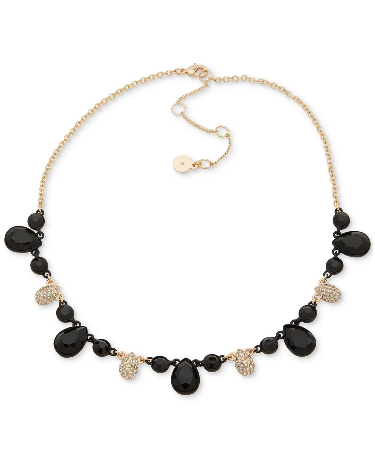 DKNY Gold-Tone Pav Oval - Tear-Shape Stone Statement Necklace 16 3 extender 7390₽