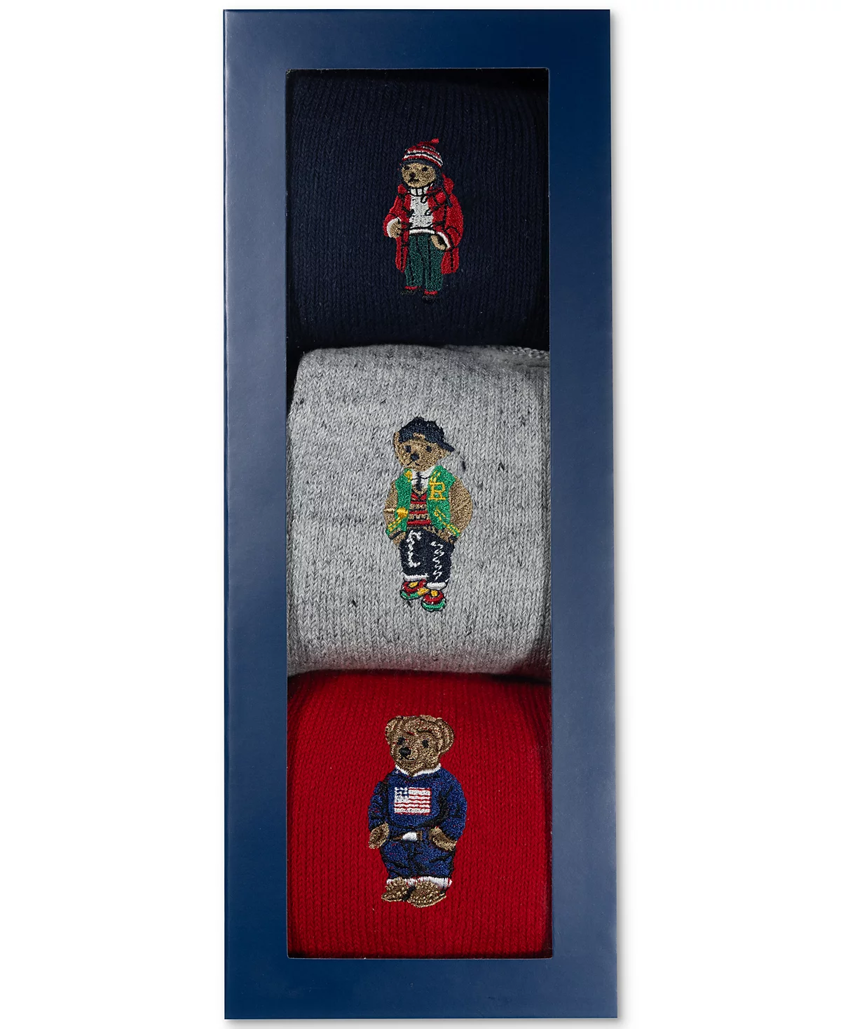 Polo Ralph Lauren Mens 3-Pk Assorted Polo Bears Crew Socks Gift Box 3790₽