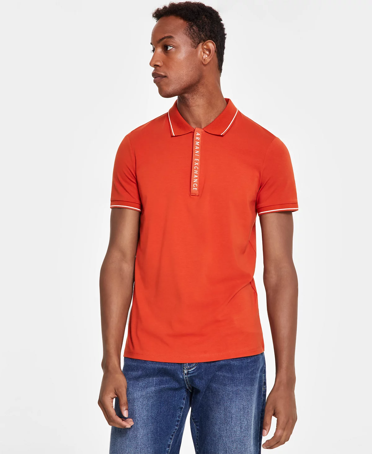 AX Armani Exchange Mens Short Sleeve Logo Placket Polo Shirt 8590₽