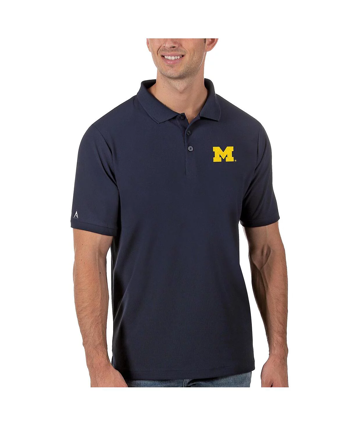 Antigua Mens Navy Michigan Wolverines Legacy Pique Polo 11390₽