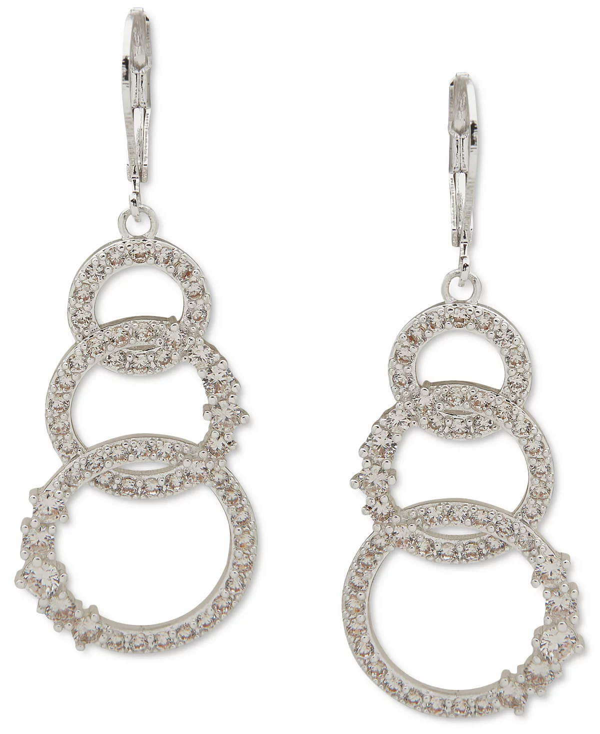 Anne Klein Silver-Tone Cubic Zirconia Open Ring Triple Drop Earrings 2890₽