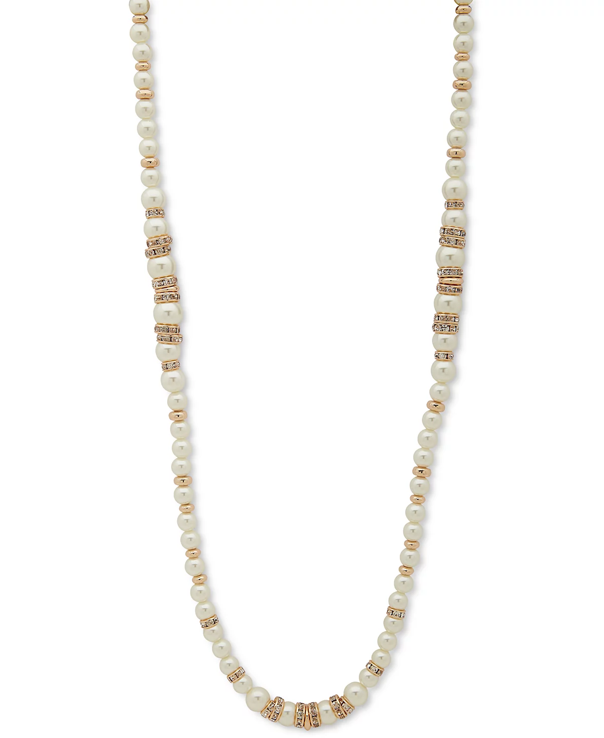 Anne Klein Gold-Tone Pav Rondell Bead - Imitation Pearl 42 Strand Necklace 5690₽