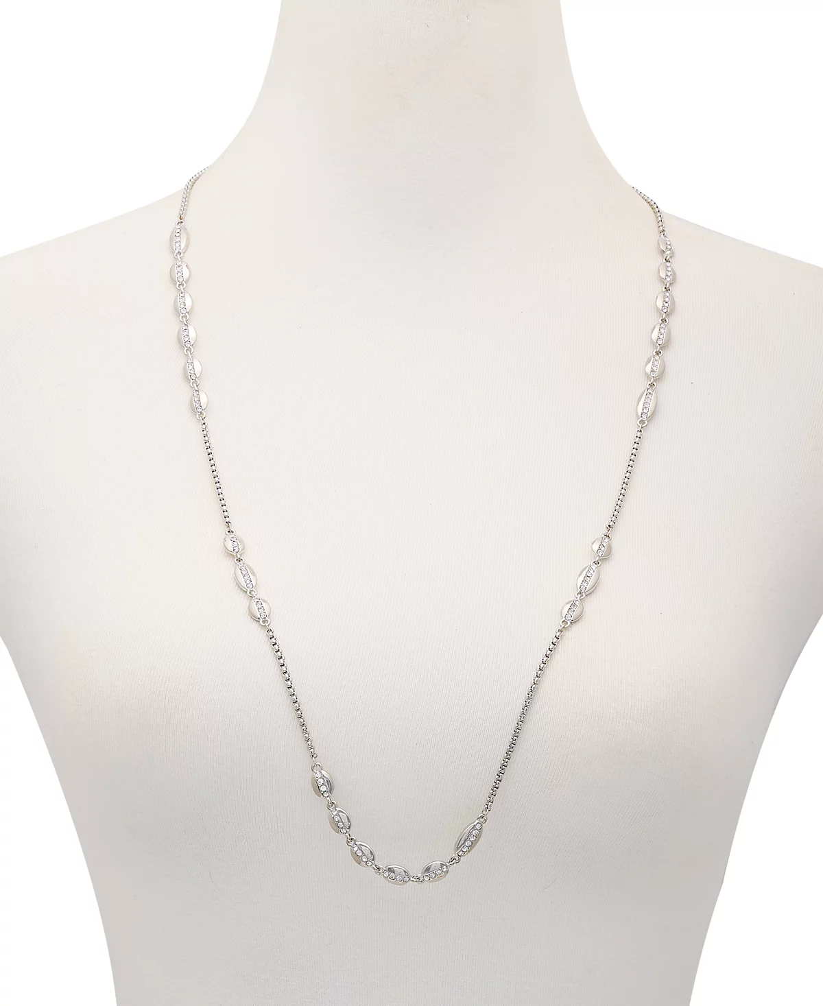Vince Camuto Silver-Tone Pav Oval Strand Necklace 32 2 extender 13290₽