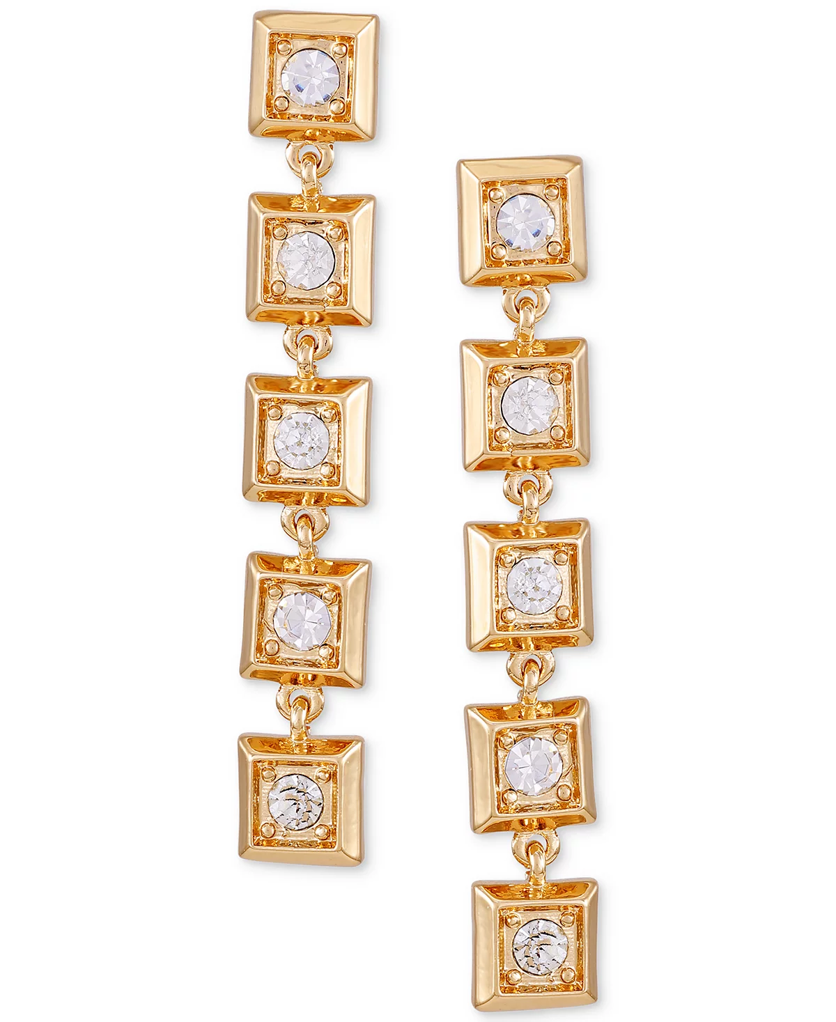 T Tahari Gold-Tone Pav Square Linear Drop Earrings 7990₽