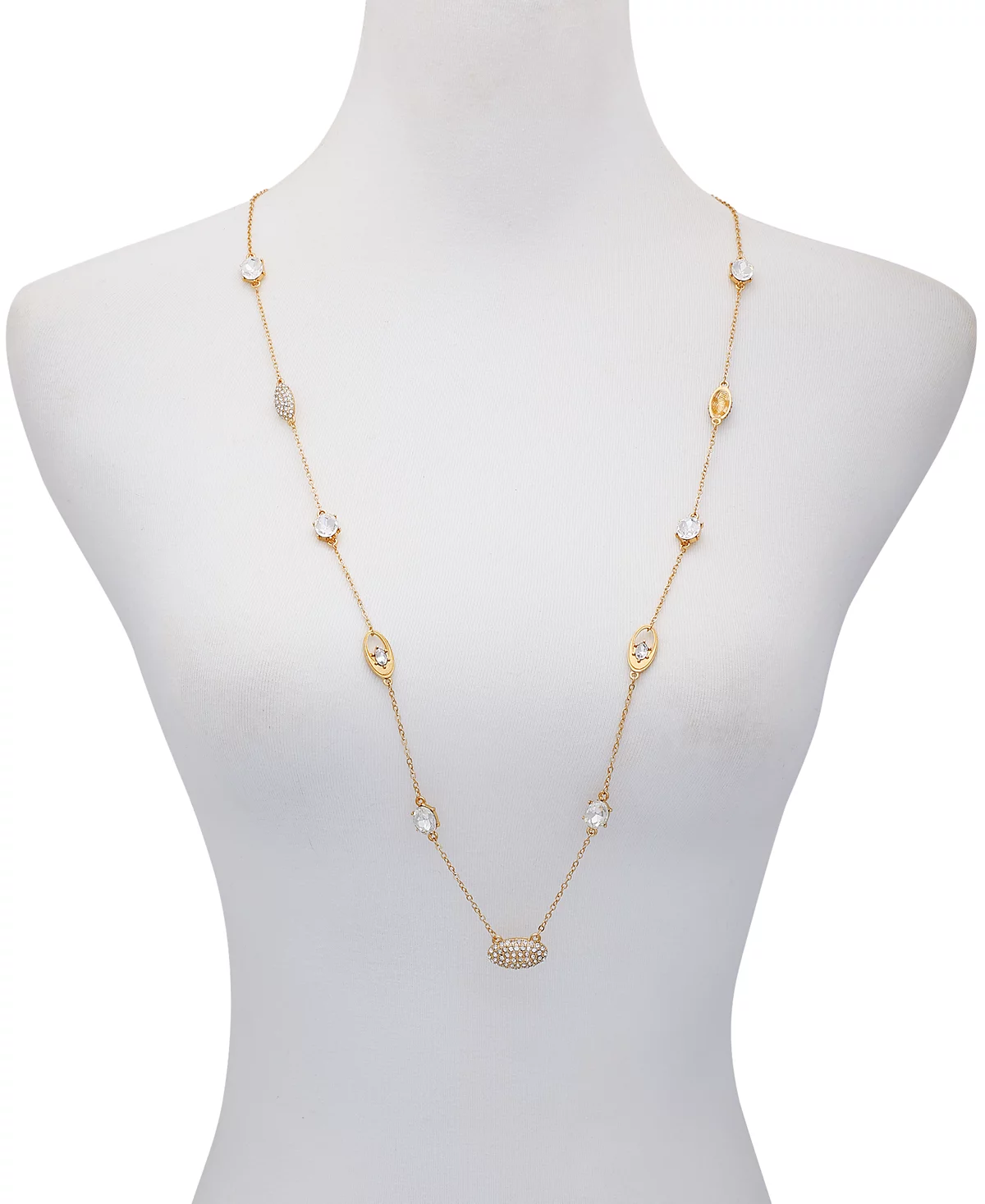 T Tahari Gold-Tone Crystal - Open Oval 36 Strand Necklace 12390₽