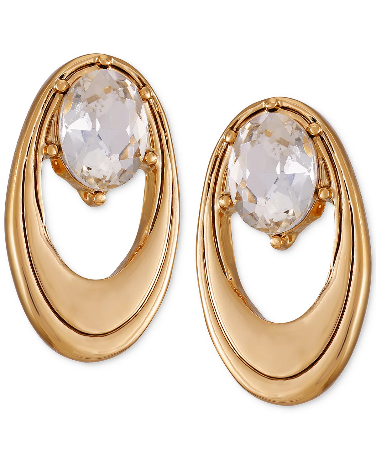T Tahari Gold-Tone Crystal Open Oval Stud Earrings 6690₽