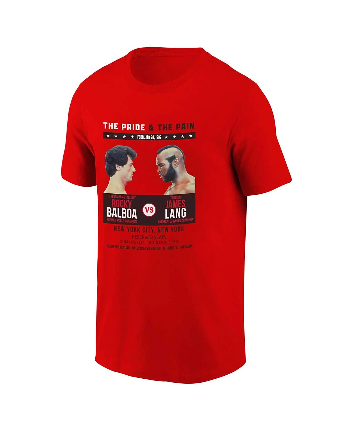 Contenders Clothing Mens and Womens Red Rocky the Pride the Pain T-Shirt 6690₽