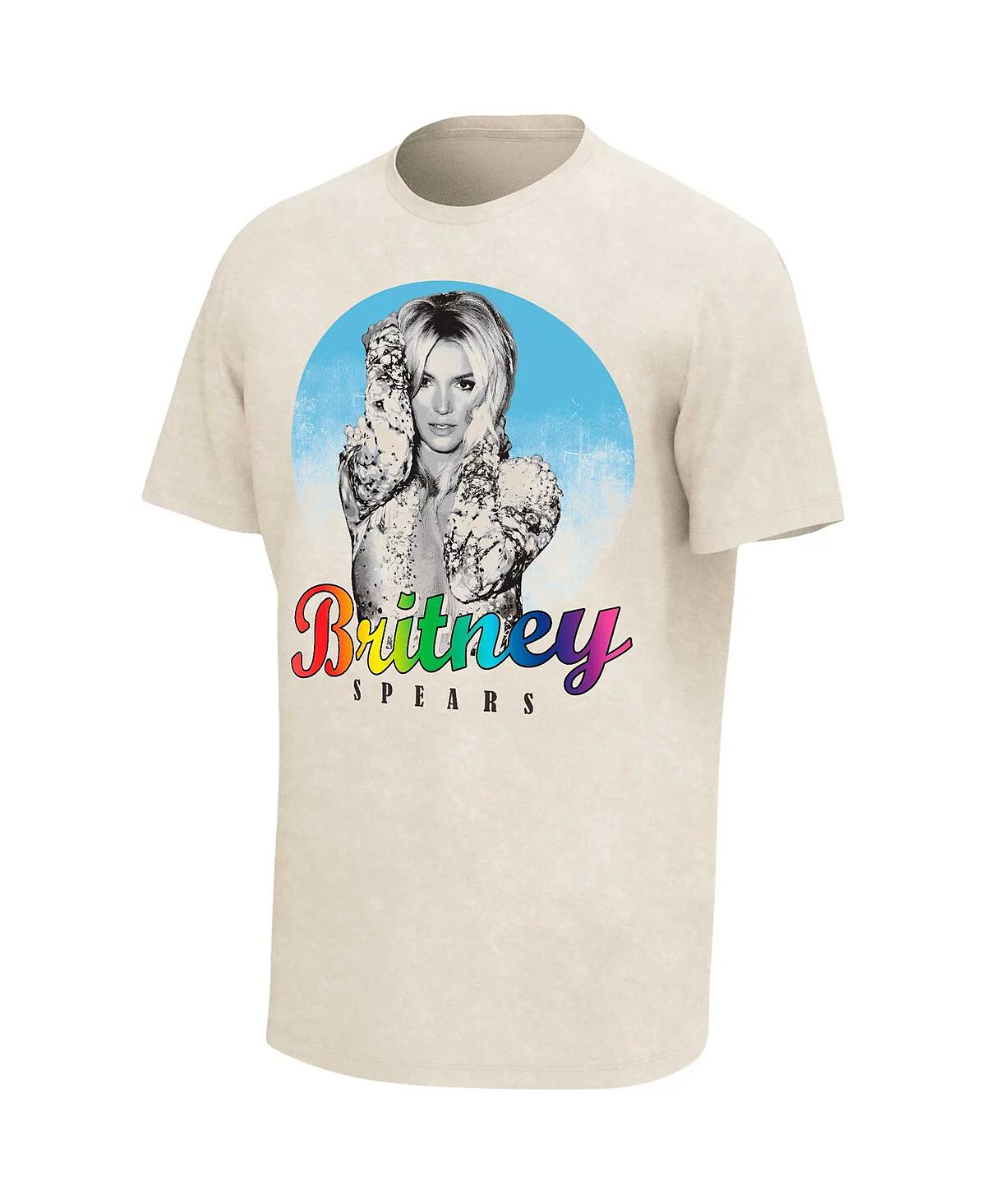 Philcos Mens Oatmeal Britney Spears Rainbow Logo Washed T-Shirt 6690₽