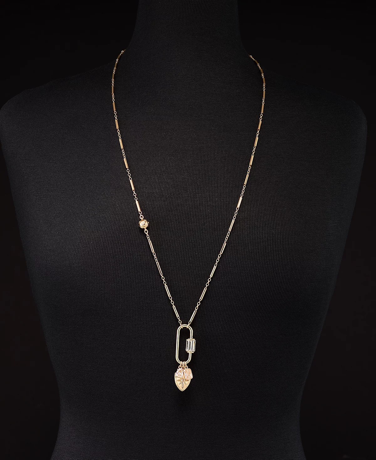 On 34th Gold-Tone Crystal Star Multi-Charm Pendant Necklace 28 3 extender Created for Macys 3790₽