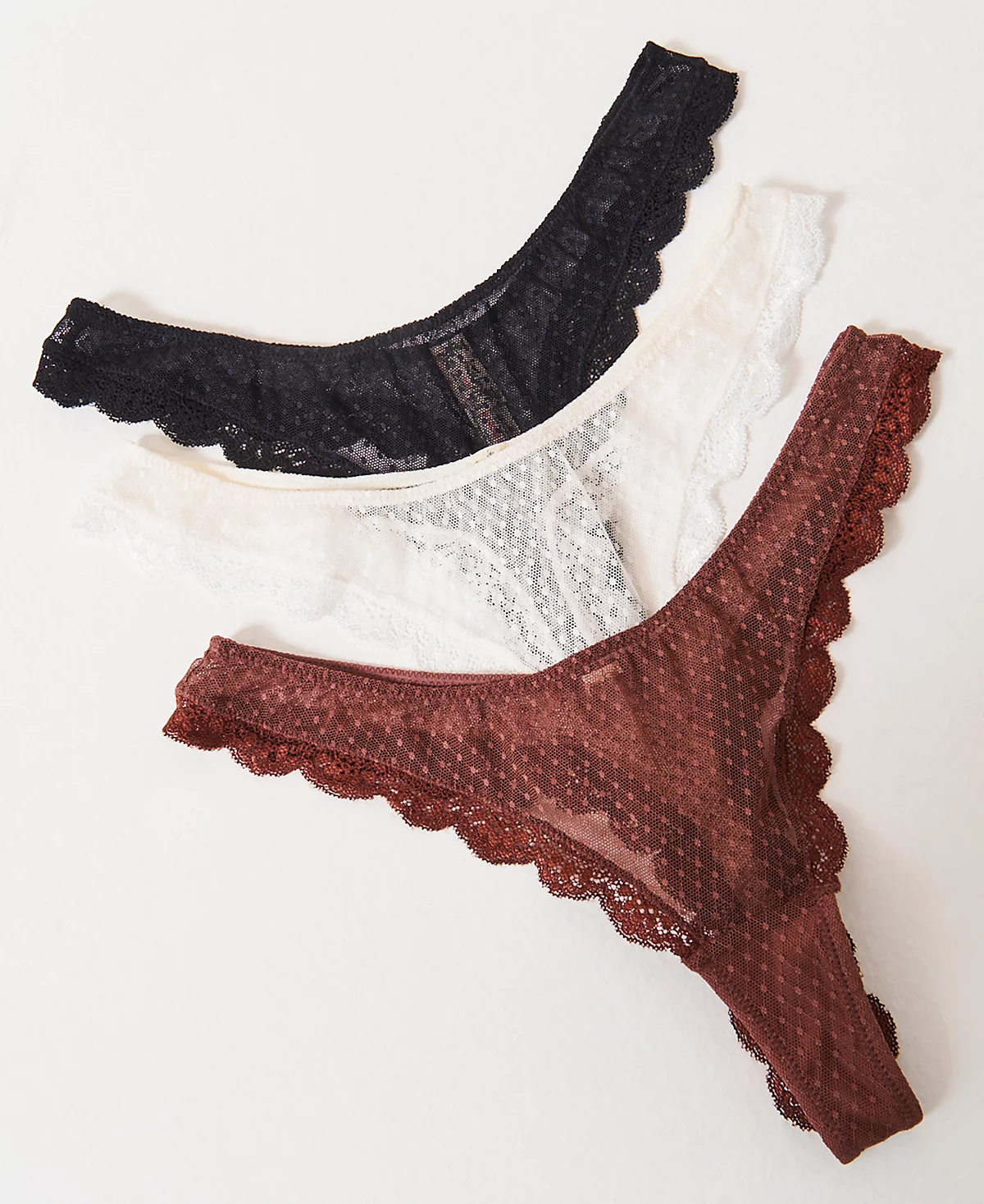 Женское нижнее белье Free People 3-Pk. Нижнее белье-стринги для середины недели