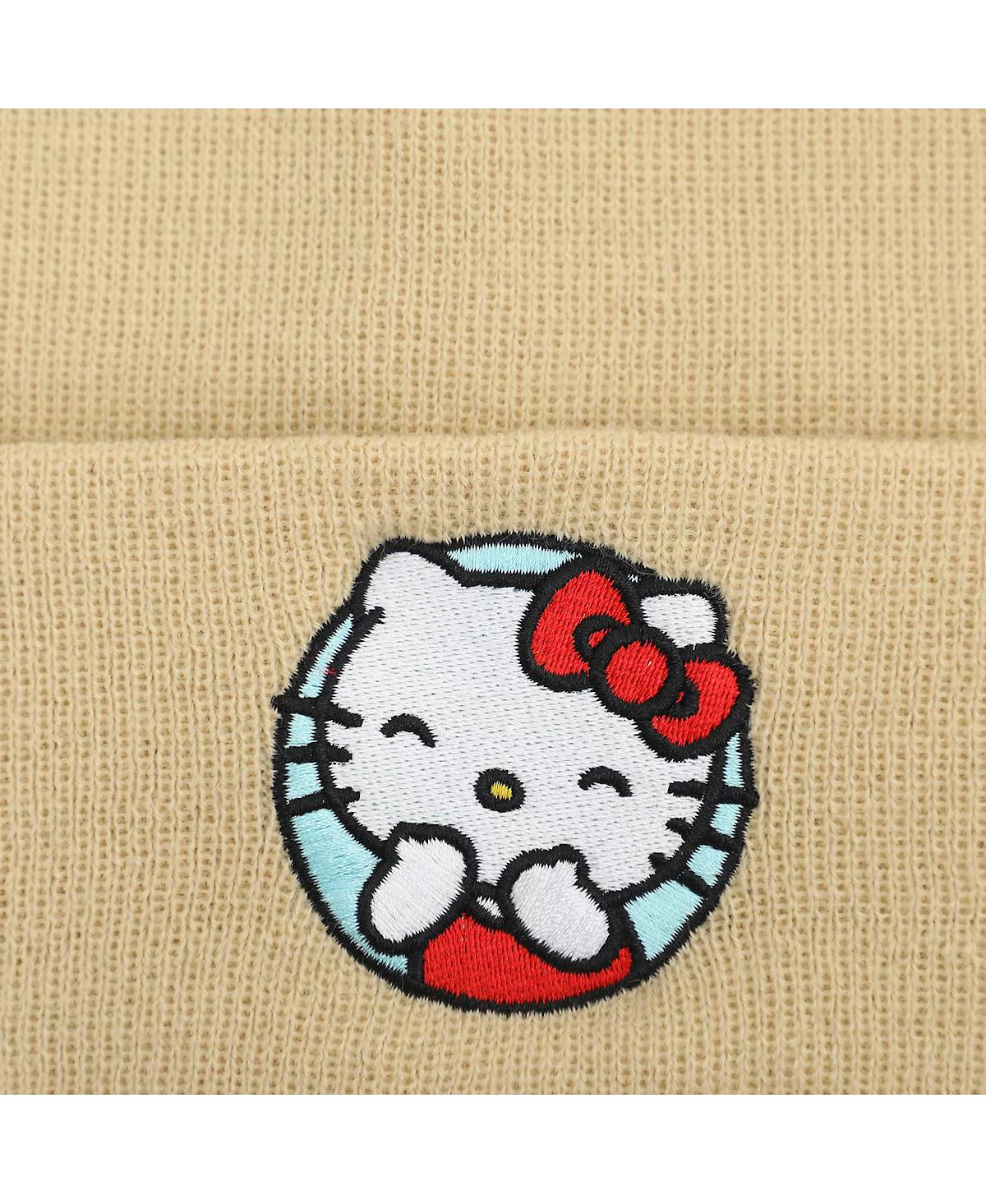 Hello Kitty Mens Blue Circle Embroidered Khaki Cuff Beanie 2590₽