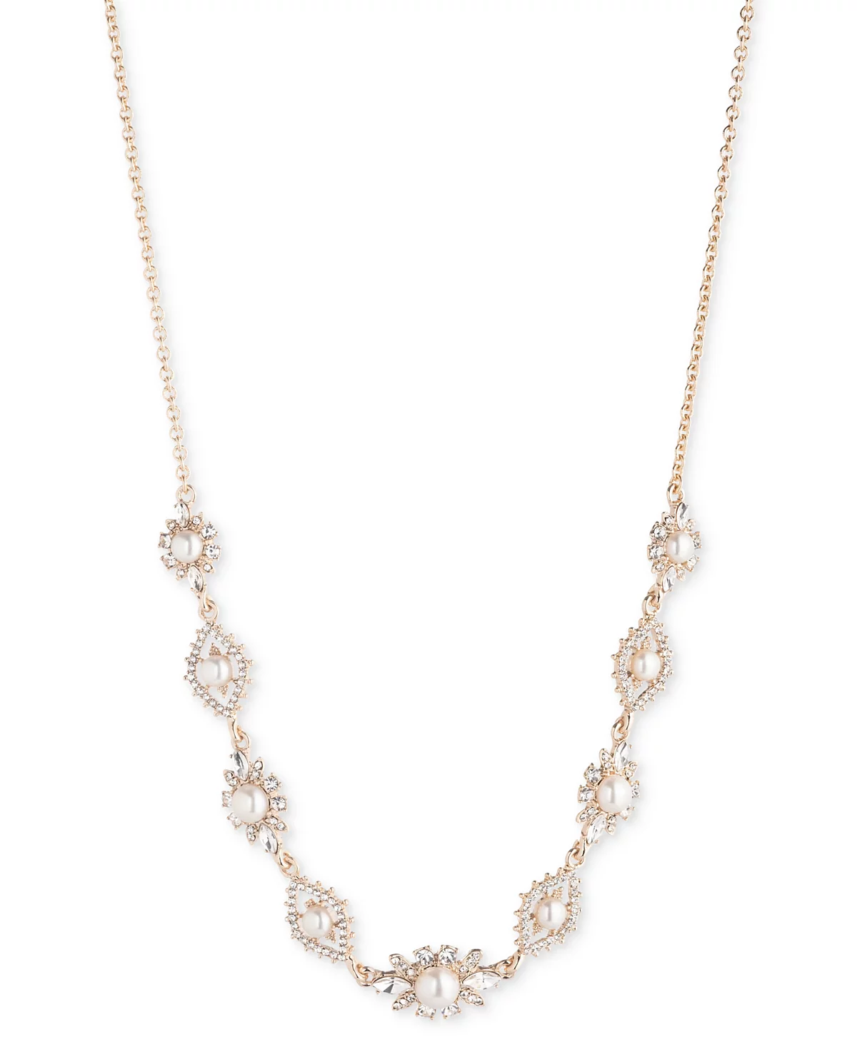Marchesa Gold-Tone Crystal - Imitation Pearl Statement Necklace, 16