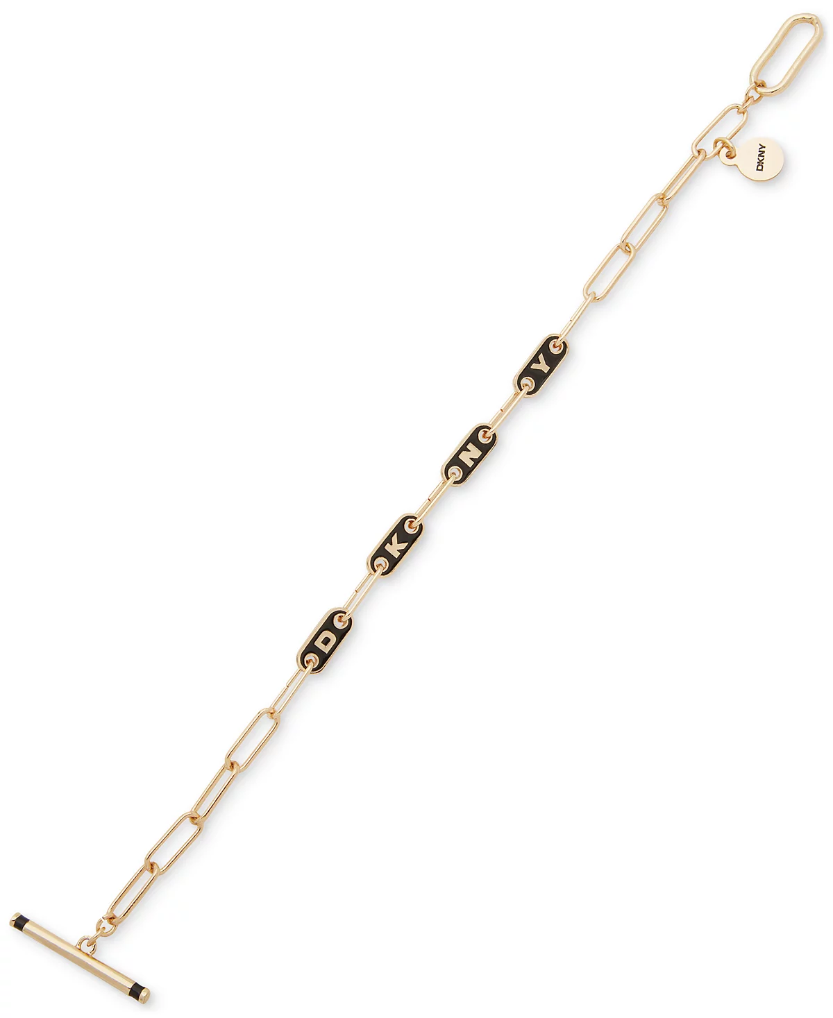 DKNY Gold-Tone Black Enamel Initial Logo Open Link Toggle Bracelet 3990₽