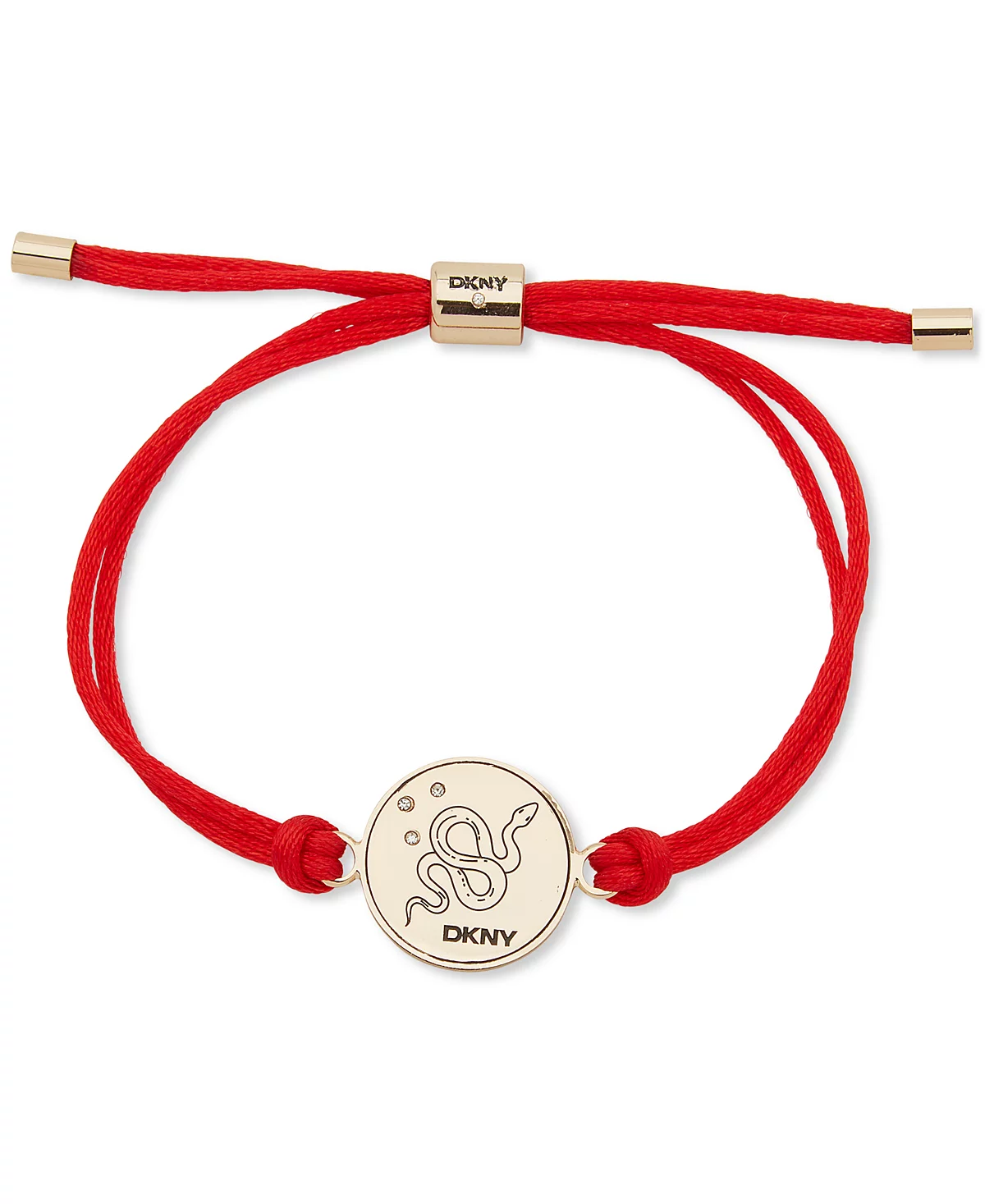 DKNY Gold-Tone Pav Snake Coin Red Cord Slider Bracelet 3590₽