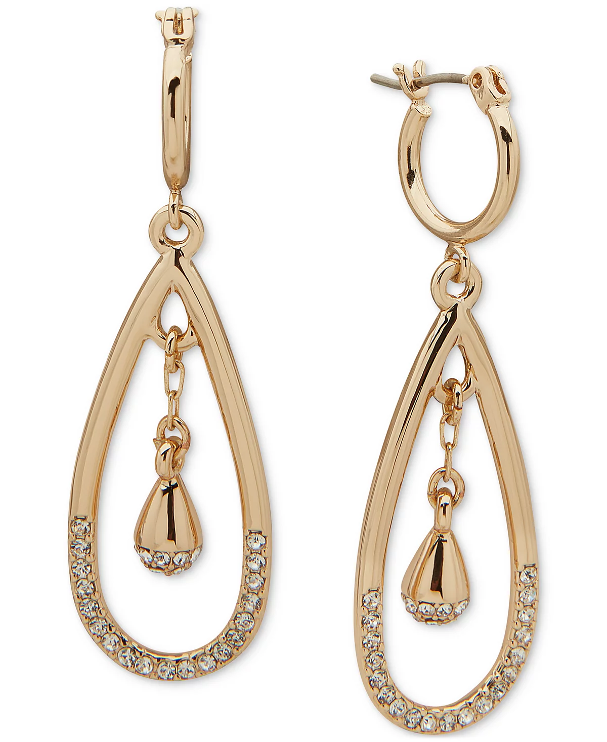 DKNY Gold-Tone Half-Pav Orbital Drop Hoop Earrings 4290₽