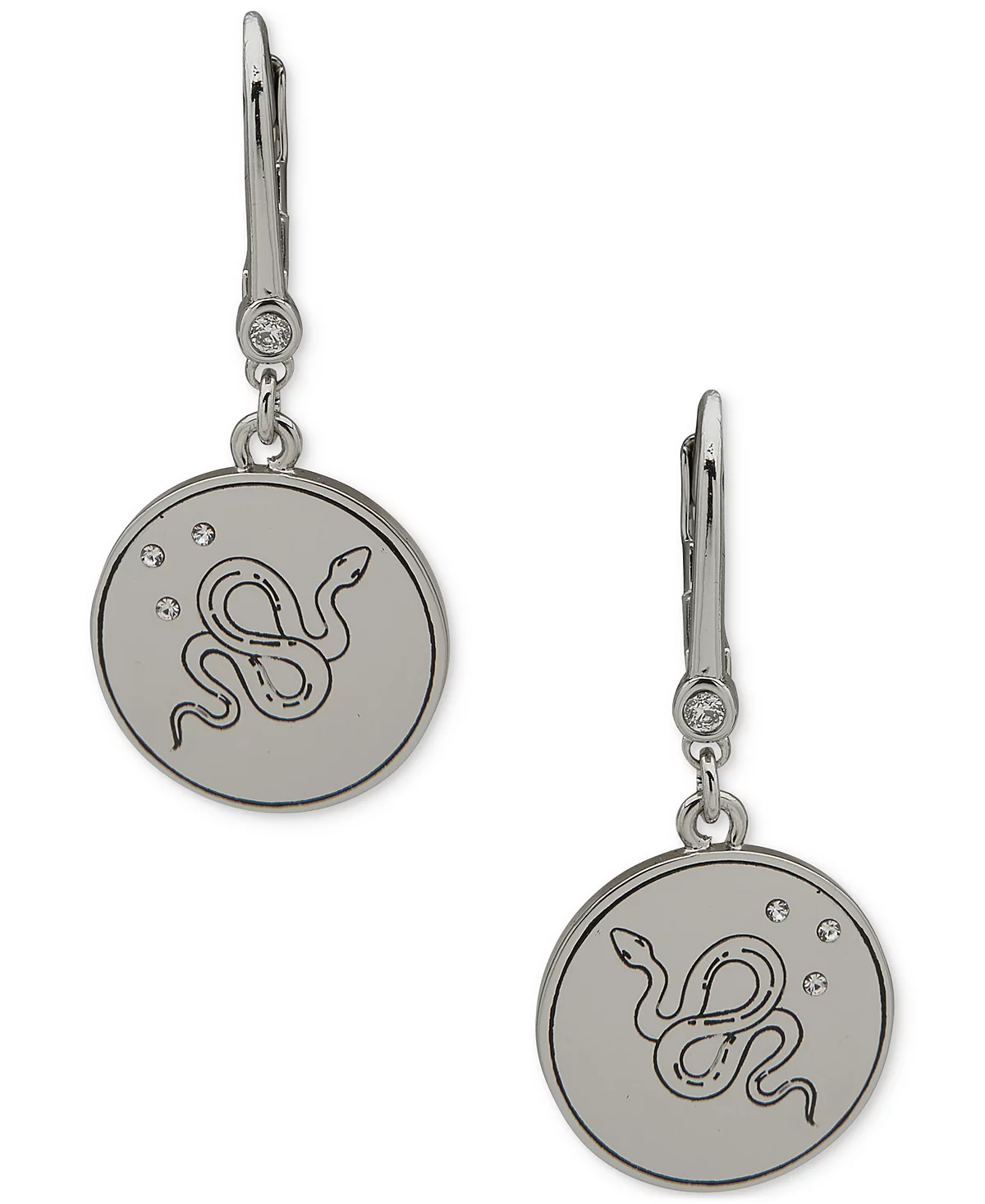 DKNY Silver-Tone Pav Snake Coin Drop Earrings 3590₽