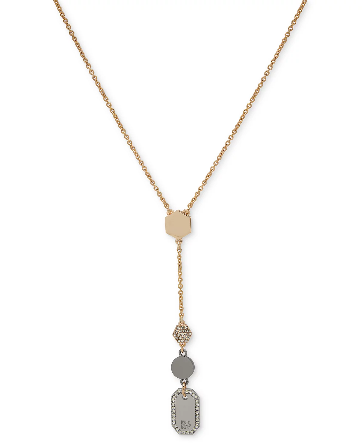 DKNY Pav Hexagon - Logo Lariat Necklace 16 3 extender 4590₽