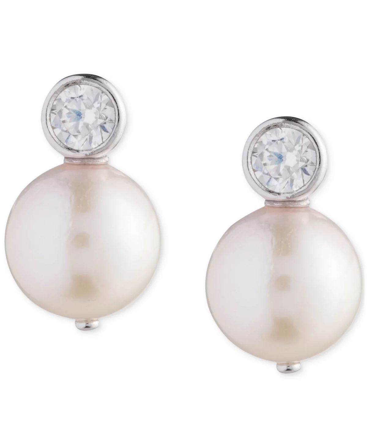 Lauren Ralph Lauren Sterling Silver Cubic Zirconia - Freshwater Pearl Stud Earrings 16790₽