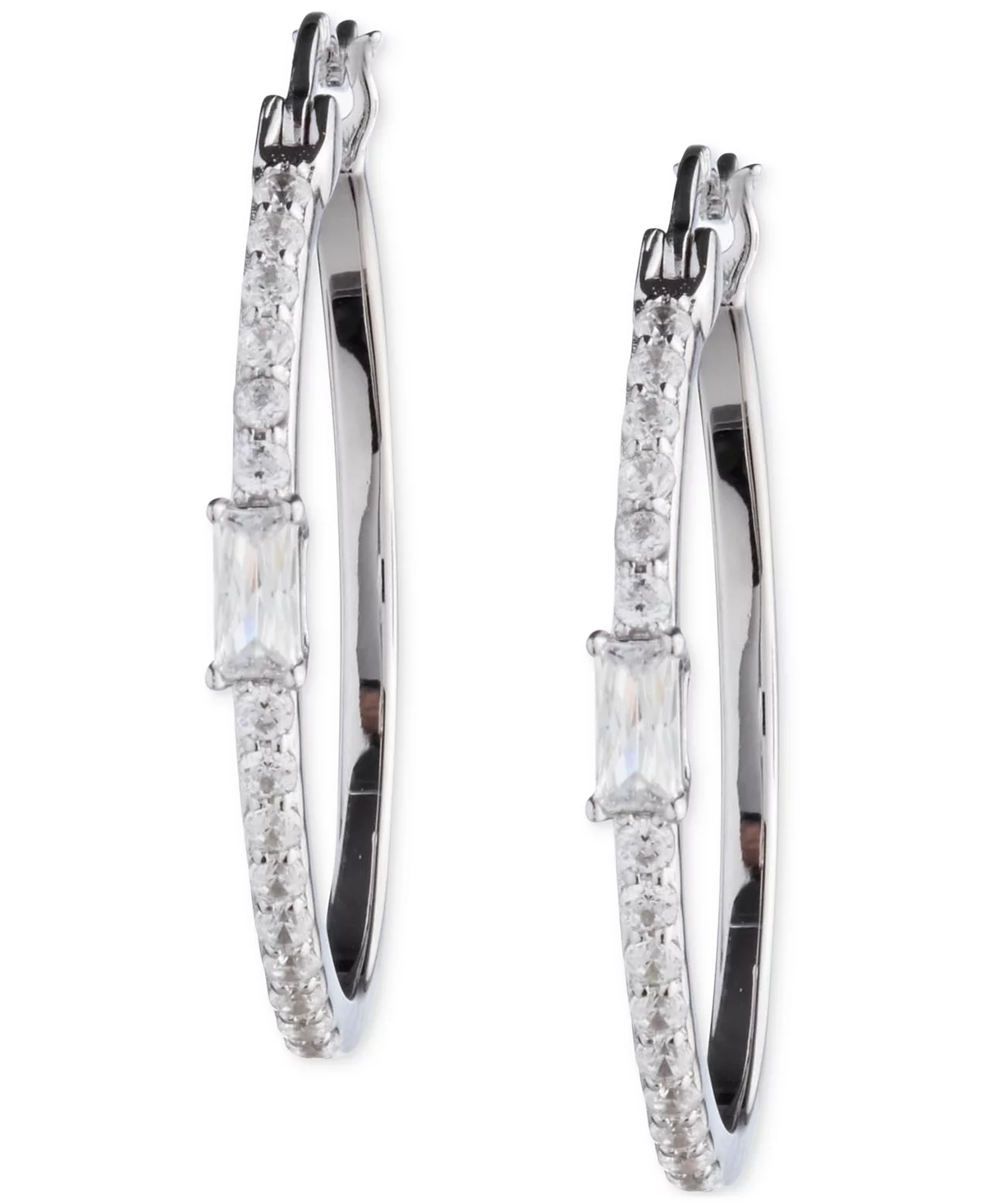 Lauren Ralph Lauren Sterling Silver Medium Mixed-Cut Cubic Zirconia Hoop Earrings 11 23790₽