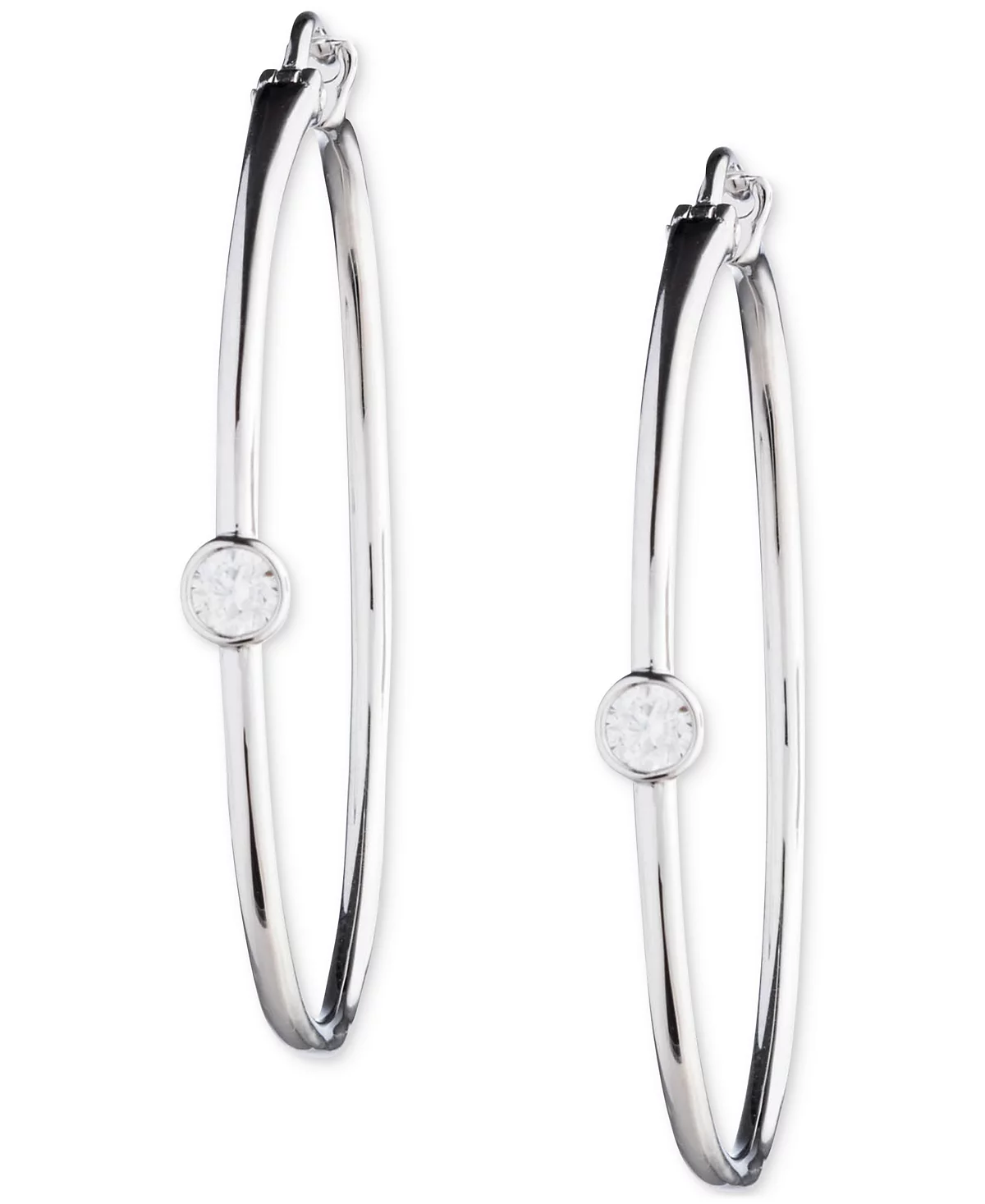 Lauren Ralph Lauren Sterling Silver Medium Cubic Zirconia Hoop Earrings 141 21890₽