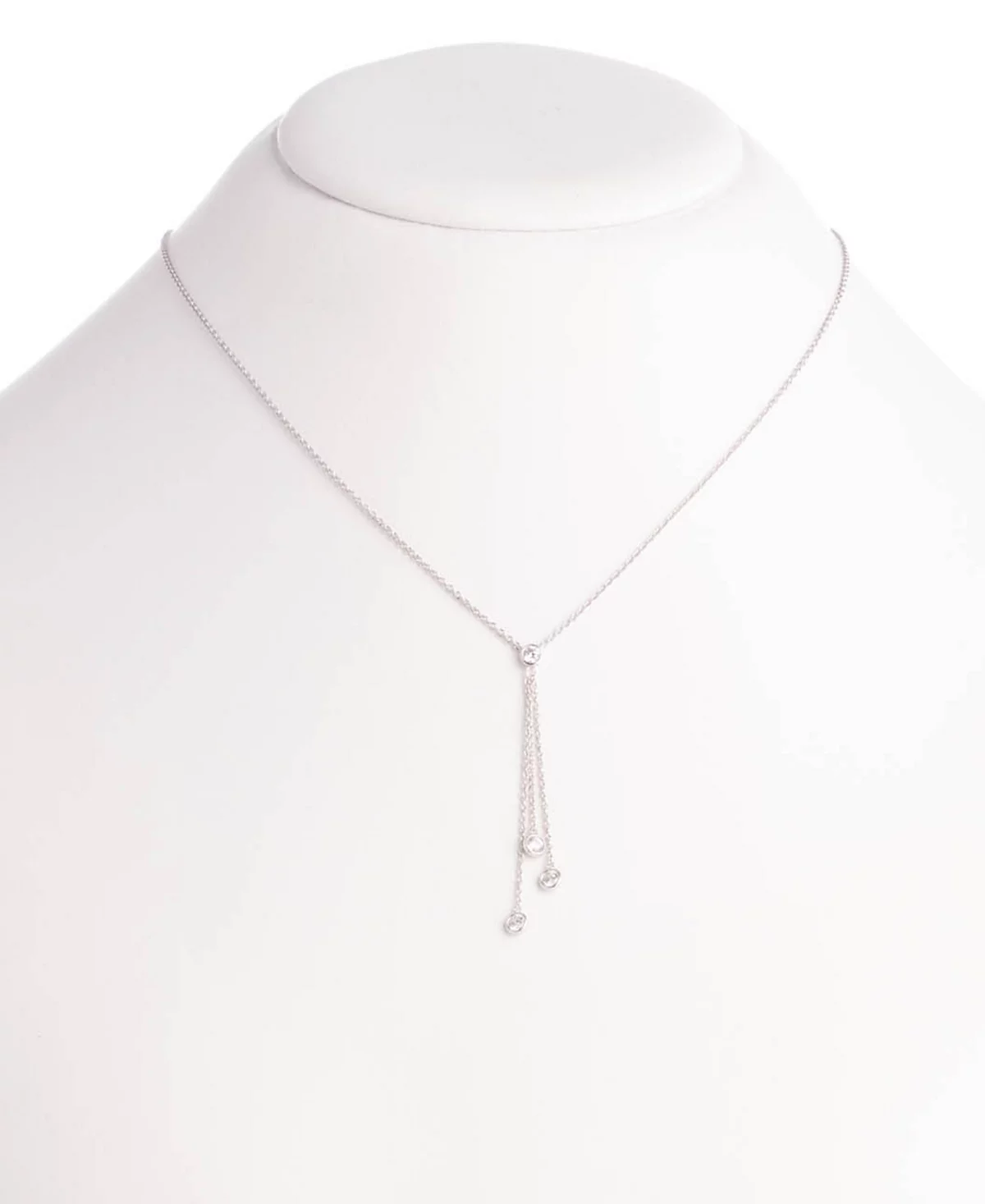Lauren Ralph Lauren Sterling Silver Cubic Zirconia - Chain Fringe Lariat Necklace 18 3 extender 25690₽