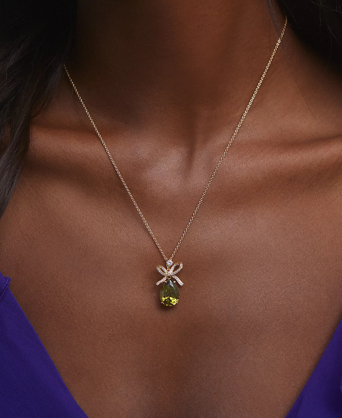 Eliot Danori Cubic Zirconia Bow Drop Pendant Necklace 16 2 extender 16190₽