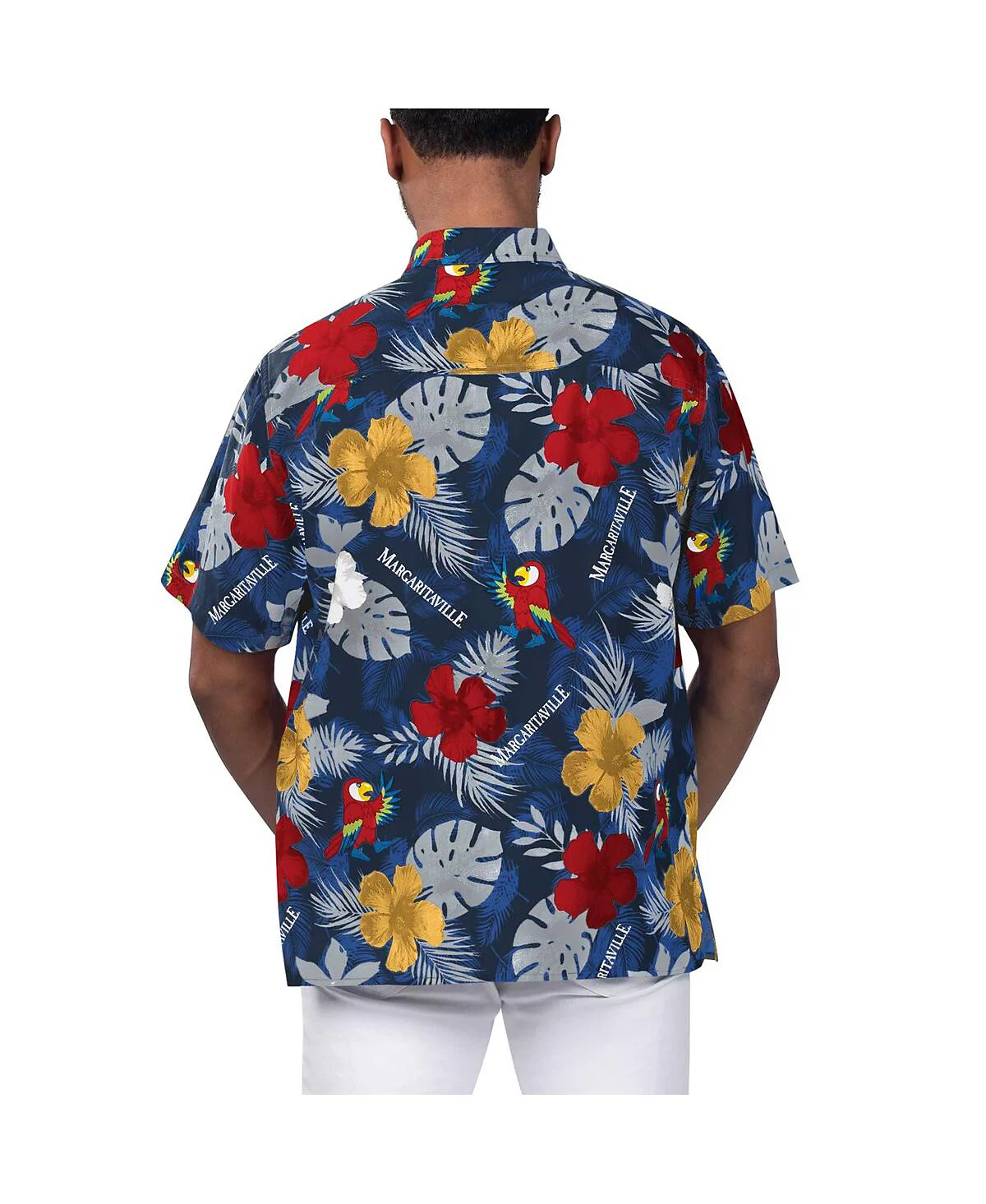 Margaritaville Mens Navy Tampa Bay Rays Island Life Floral Party Button-Up Shirt 13290₽