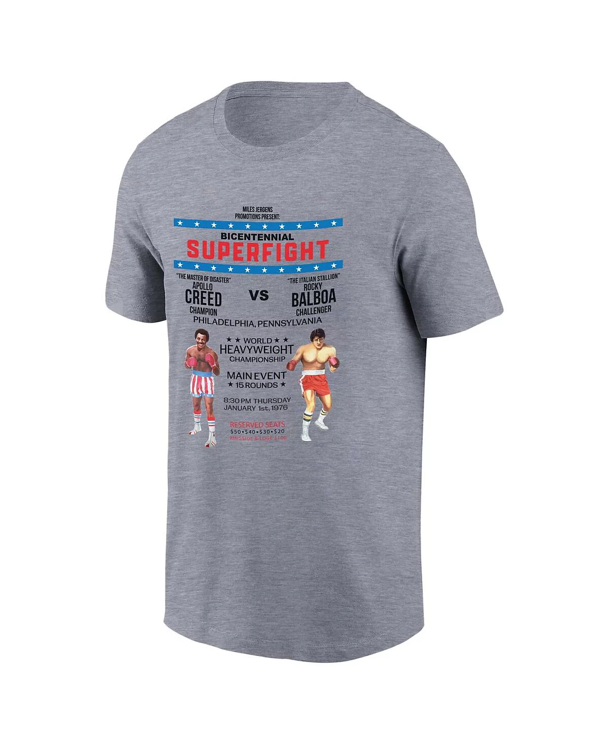 Contenders Clothing Mens and Womens Gray Rocky Super Fight Poster T-Shirt 6690₽