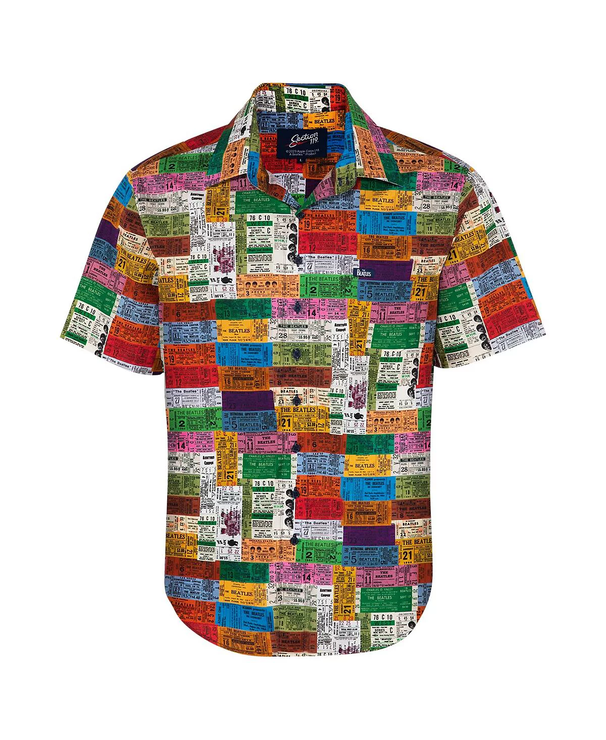 Section 119 Mens Red the Beatles Ticket Stub Button-Down Shirt 17090₽
