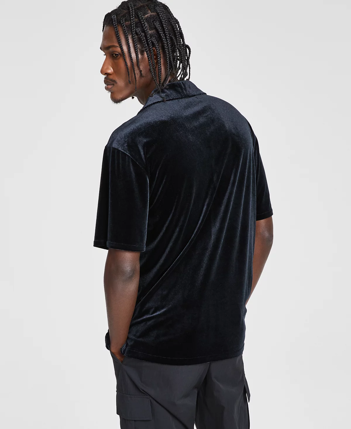 Tinsel Men's Velvet Short Sleeve Button-Front Camp Shirt