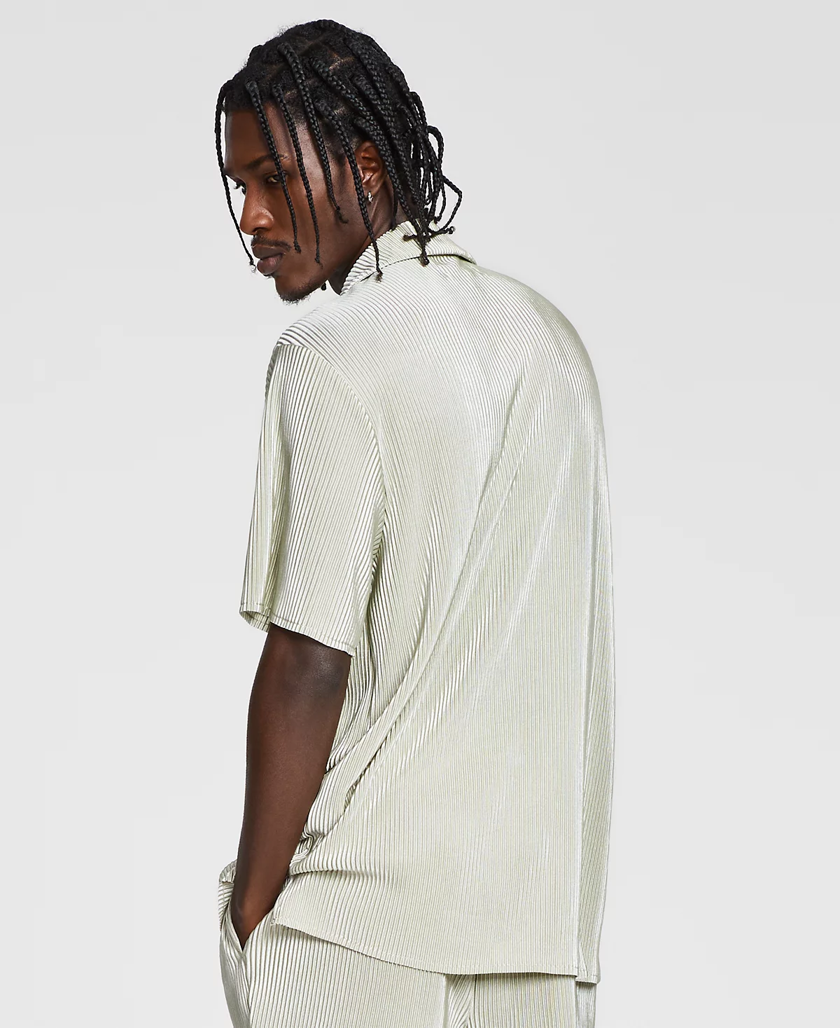 Tinsel Mens Plisse Short-Sleeve Button-Up Shirt 2790₽