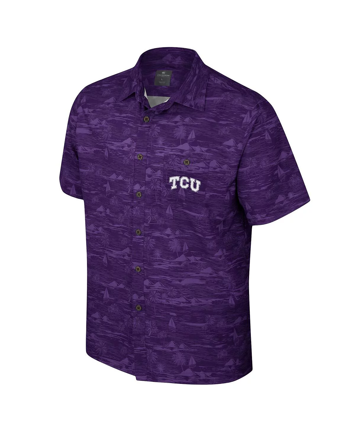 Colosseum Mens Purple TCU Horned Frogs Ozark Button-Up Shirt 12390₽