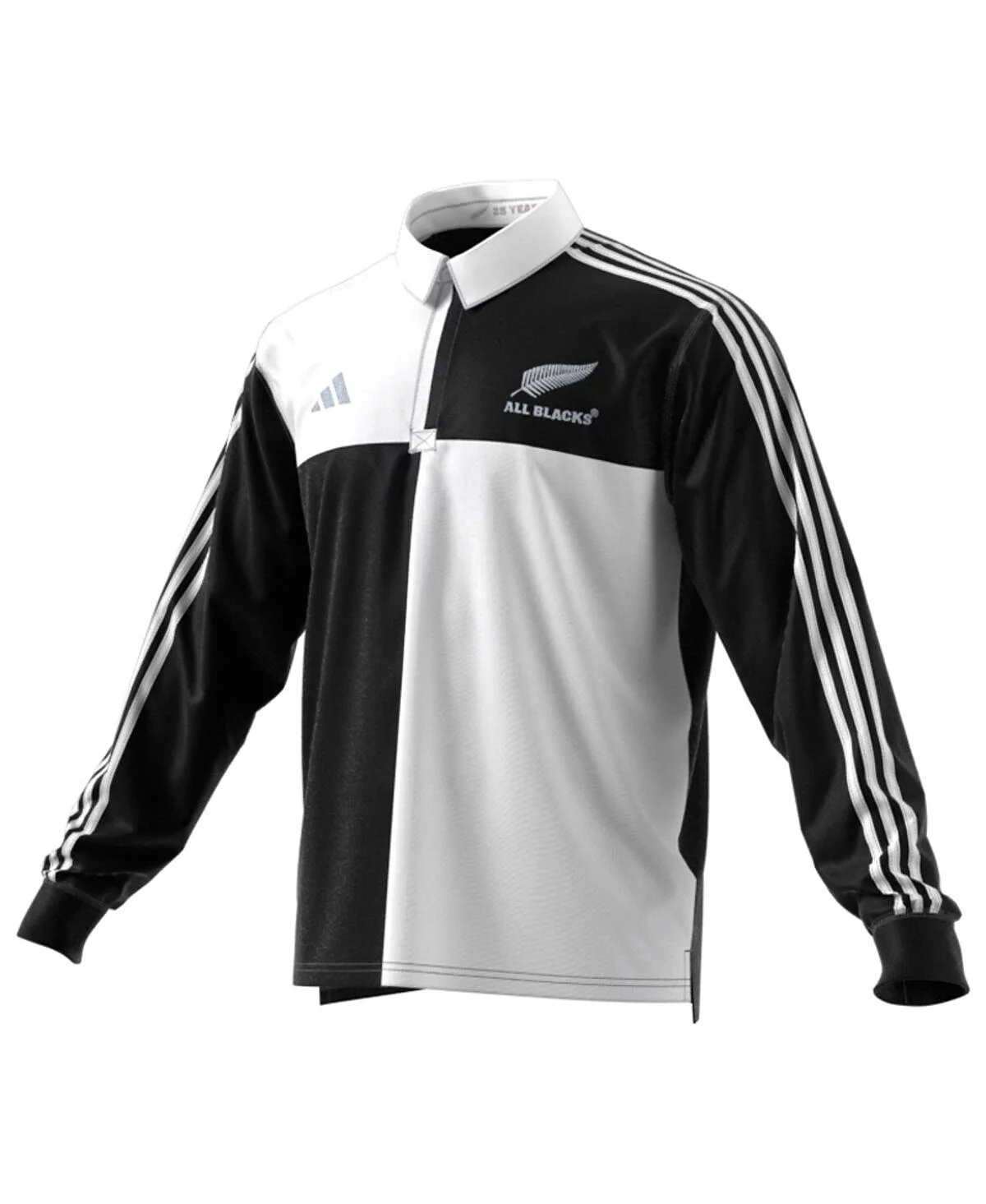 Мужская черная футболка поло Adidas New Zealand Rugby 2024/25 с длинным рукавом black