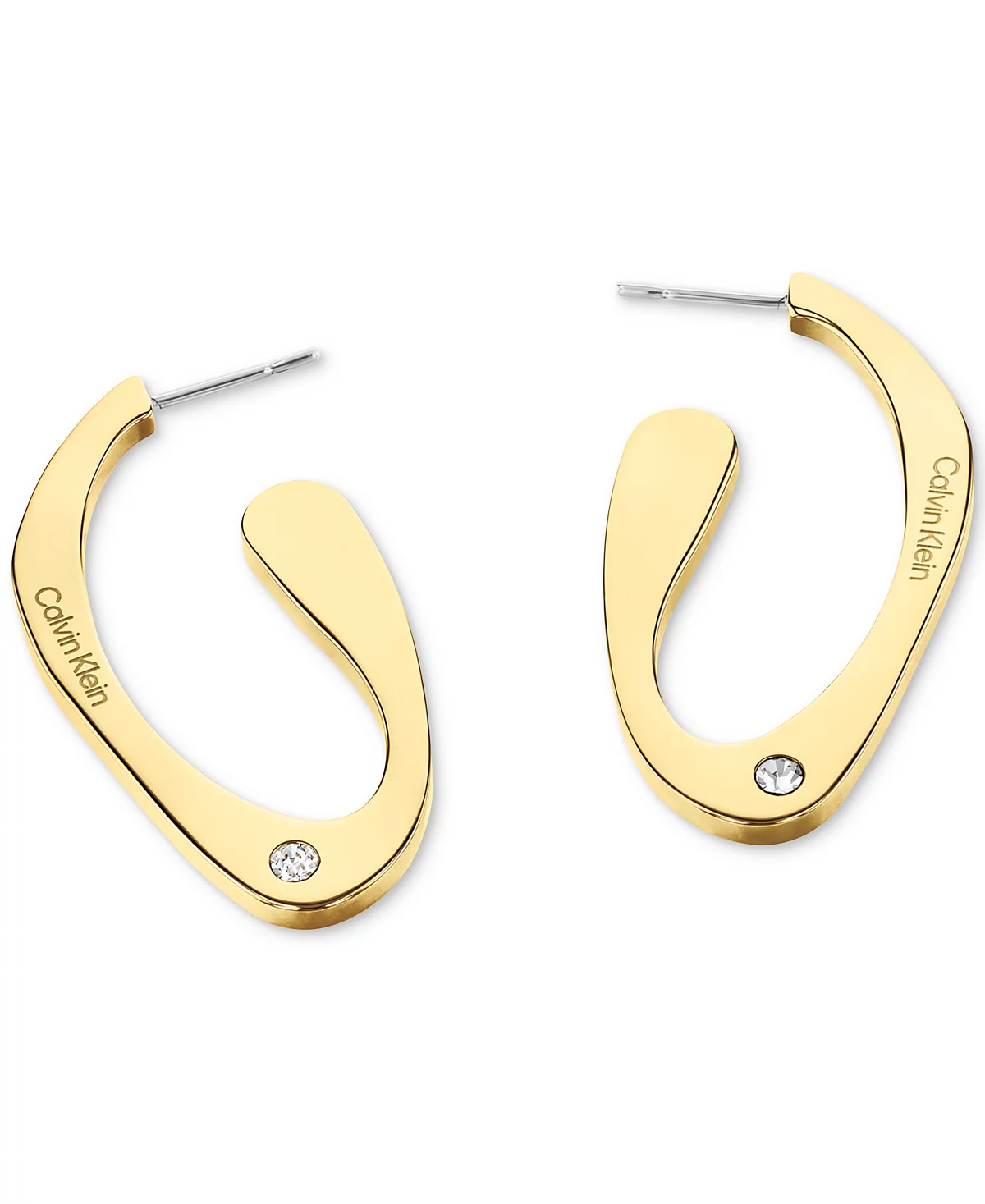 Calvin Klein Medium Pav Sculpted Elongated Hoop Earrings 11390₽