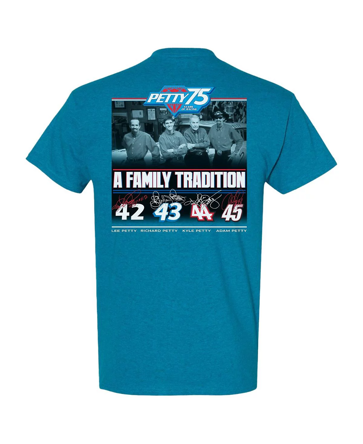 Checkered Flag Sports Men's Blue NASCAR 75 Years of Racing Petty Family Tradition T-Shirt