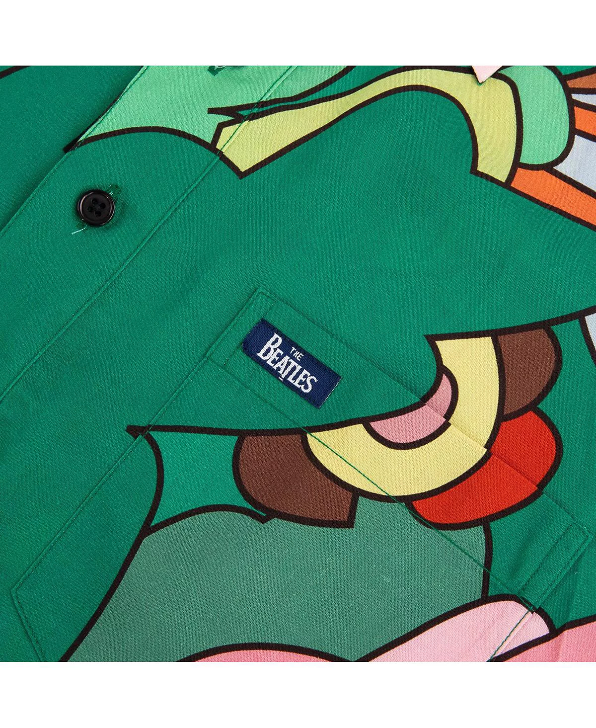 Section 119 Men's Green the Beatles Flowers Logo Button-Up Shirt