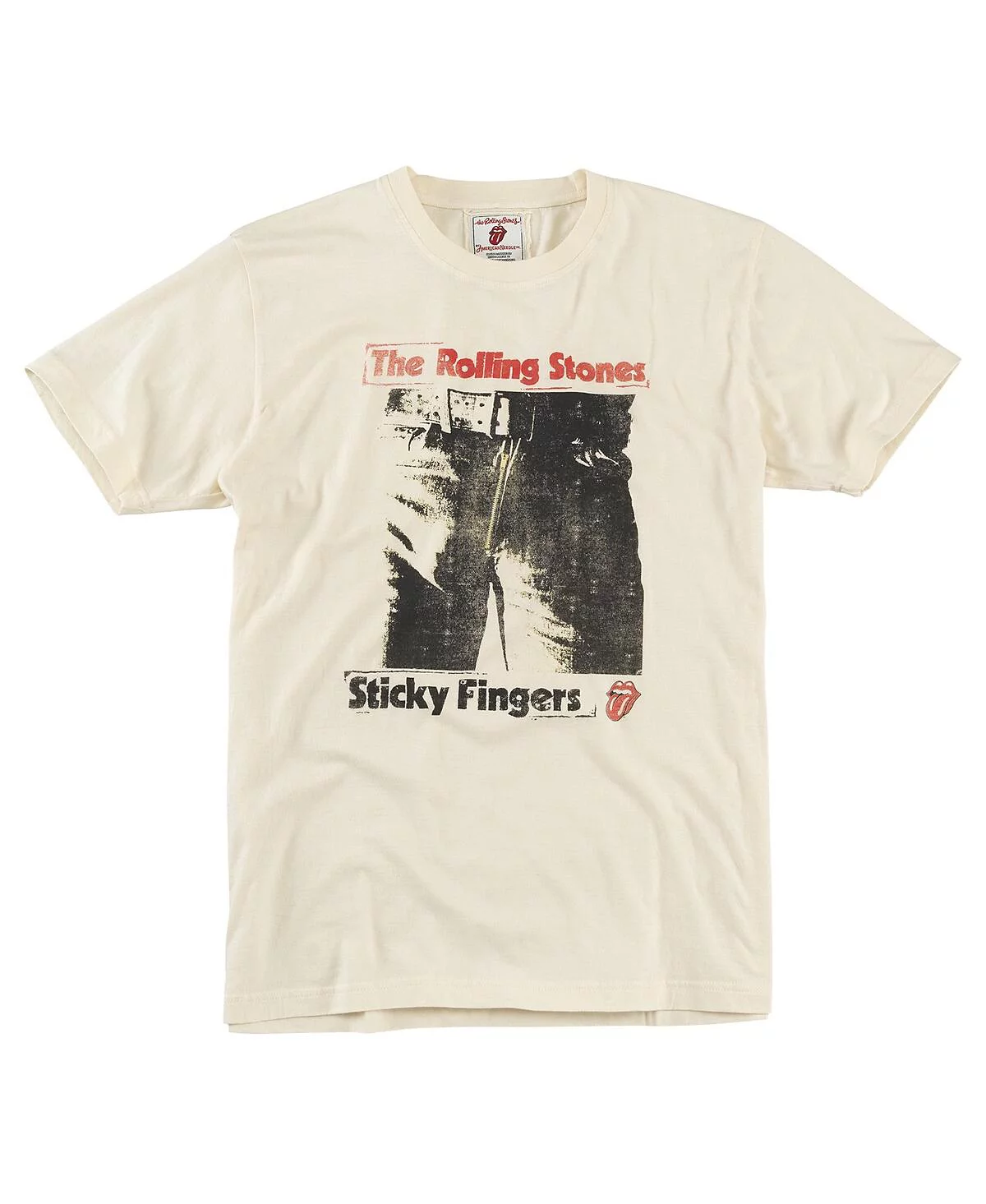 American Needle Mens Cream Rolling Stones Sticky Fingers Vin Fade T-Shirt 5290₽